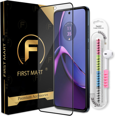 FIRST MART Edge To Edge Tempered Glass for MOTOROLA G84 5G, Motorola G84, Moto G84 5G, Moto G84, OG Tempered Glass with Cable Protector(Pack of 1)