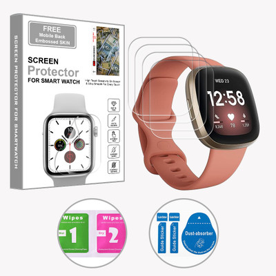 ARBAN Edge To Edge Screen Guard for Fitbit Versa 3 1.58 inch (FREE 1 MOBILE EMBOSSED SKIN) SMARTWATCH SCREEN GUARD(Pack of 4)