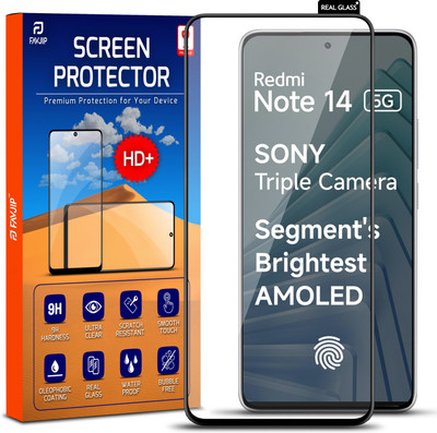 FAVJIP Edge To Edge Screen Guard for Redmi Note 14 5G, Redmi Note 14, Tempered Glass Protector with Easy Installation Kit(Pack of 1)