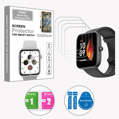 SOMTONE Edge To Edge Screen Guard for Amazfit Bip 3 Pro 1.69 inch (FREE 1 MOBILE EMBOSSED SKIN) SMARTWATCH SCREEN GUARD(Pack of 4)