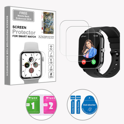SOMTONE Edge To Edge Screen Guard for WC2-PTron Force X10S 1.85 inch (FREE 1 MOBILE EMBOSSED SKIN) SMARTWATCH SCREEN GUARD(Pack of 2)