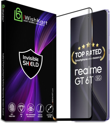 iWishKart Edge To Edge Screen Guard for Realme GT 6T 5G, Realme GT 6T, gt6t / g t 6 t, UV Military grade Edge to Edge gorilla glass with UV Kit ( UV light, Glue, Wet & Dry Wipes )(Pack of 1)