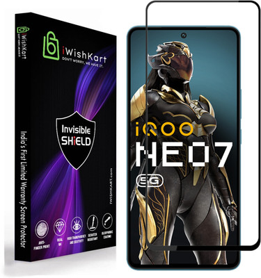 iWishKart Edge To Edge Tempered Glass for iQOO Neo 7, iQOO Neo 7 5G, Premium Military grade Edge to Edge Premium gorilla temper black glass screenguard with Self Installation Guide - Wet & Dry wipes, Dust Absorber [With Warranty] mobile ka gilas cover(Pack of 1)