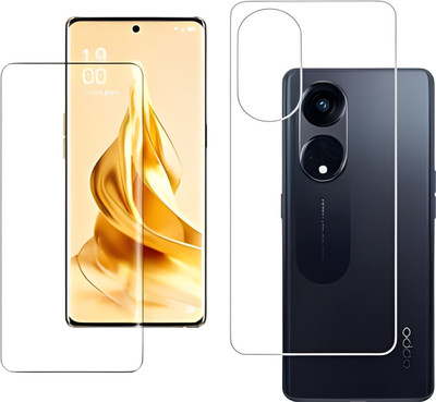 BAlpha Edge To Edge Screen Guard for Oppo Reno 8T 5G 3D Curved Tempered Glass Screen Protector, Edge To Edge Front and Protective Film Ultra Thin Back for Oppo Reno 8T 5G(Pack of 2)