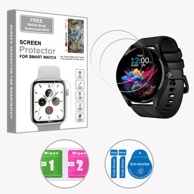 ARBAN Edge To Edge Screen Guard for Titan Crest 1.43 inch (FREE 1 MOBILE EMBOSSED SKIN) SMARTWATCH SCREEN GUARD(Pack of 2)