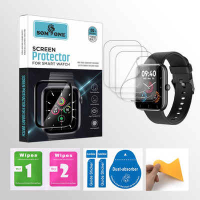SOMTONE Edge To Edge Screen Guard for DIZO Watch D2 1.91 inch Smartwatch 4 PROTECTOR + 4 WIPES + 4 DUST REMOVAL STICKER + 1 WIPER(Pack of 4)