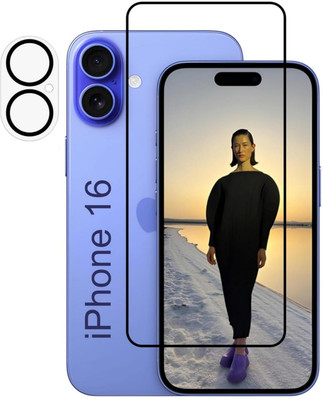 GET PAY Edge To Edge Screen Guard for Front Screen Protector with Camera Lens Protector Compatible With iPhone 16 || Front Screenguard with Anti-Scratch Camera Glass (Pack of 2) for iPhone 16(Pack of 2)