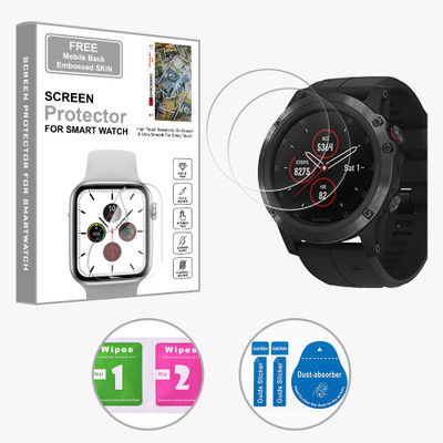 SOMTONE Edge To Edge Screen Guard for Garmin Fenix 5X Plus 1.2 inch (FREE 1 MOBILE EMBOSSED SKIN) SMARTWATCH SCREEN GUARD(Pack of 2)