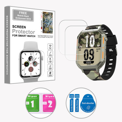 SOMTONE Edge To Edge Screen Guard for Vibez by Lifelong Trooper 2.02 inch (FREE 1 MOBILE EMBOSSED SKIN) SMARTWATCH SCREEN GUARD(Pack of 2)