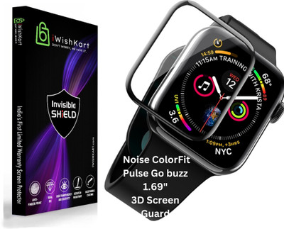 iWishKart Edge To Edge Screen Guard for Noise ColorFit Pulse Go buzz, Gobuzz 1.69Inch, Smart Watch NOT Included, NOT Tempered Glass, 3D Curved Screen Guard(Pack of 1)