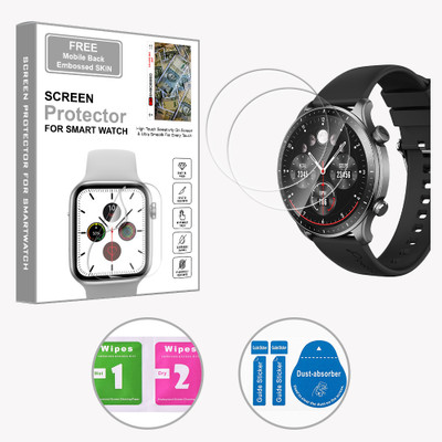 SOMTONE Edge To Edge Screen Guard for Pebble Cosmos Luxe 3 1.43 inch (FREE 1 MOBILE EMBOSSED SKIN) SMARTWATCH SCREEN GUARD(Pack of 2)