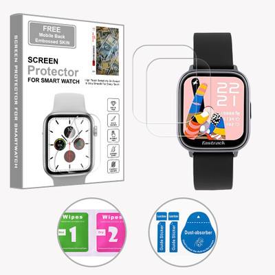 SOMTONE Edge To Edge Screen Guard for Fastrack Reflex Vybe 1.5 inch (FREE 1 MOBILE EMBOSSED SKIN) SMARTWATCH SCREEN GUARD(Pack of 2)