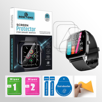 SOMTONE Edge To Edge Screen Guard for alt OG Max 1.8 Inch Smartwatch 3 PROTECTOR + 3 WIPES + 3 DUST REMOVAL STICKER + 1 WIPER(Pack of 3)