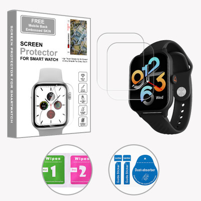 SOMTONE Edge To Edge Screen Guard for WC-beatXP Unbound Nova 1.96 inch (FREE 1 MOBILE EMBOSSED SKIN) SMARTWATCH SCREEN GUARD(Pack of 2)