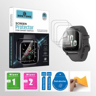 SOMTONE Edge To Edge Screen Guard for Garmin Venu Sq 2 1.3 inch Smartwatch 4 PROTECTOR + 4 WIPES + 4 DUST REMOVAL STICKER + 1 WIPER(Pack of 4)