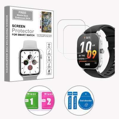ARBAN Edge To Edge Screen Guard for Amazfit Pop 3S 1.96 inch (FREE 1 MOBILE EMBOSSED SKIN) SMARTWATCH SCREEN GUARD(Pack of 2)