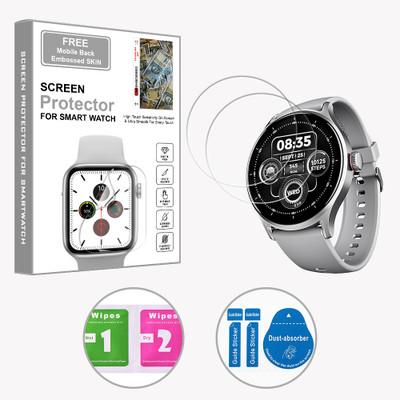 SOMTONE Edge To Edge Screen Guard for WC-boAt Lunar Vista 1.52 inch (FREE 1 MOBILE EMBOSSED SKIN) SMARTWATCH SCREEN GUARD(Pack of 2)