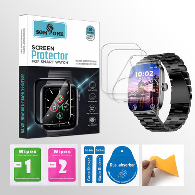 SOMTONE Edge To Edge Screen Guard for beatXP Unbound Era 2.01 inch Smartwatch 3 PROTECTOR + 3 WIPES + 3 DUST REMOVAL STICKER + 1 WIPER(Pack of 3)
