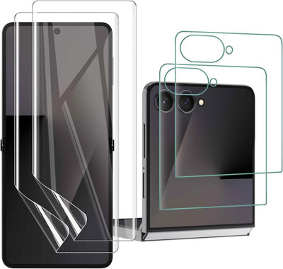 FABEKEE Edge To Edge Screen Guard for Samsung Galaxy Z Flip 7 / Z Flip7, [2+2pack] Tempered Glass & Soft TPU Screen Protector, Premium Quality Guard Film, Case Friendly, for Samsung Z Flip7/Z Flip 7 Membrane(Pack of 2)