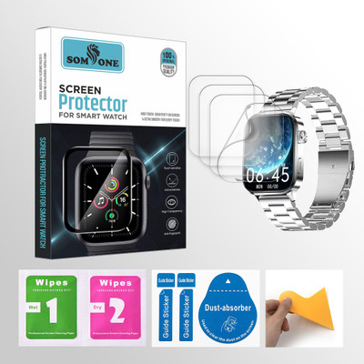 SOMTONE Edge To Edge Screen Guard for alt OG Supreme 1.96 inch Smartwatch 4 PROTECTOR + 4 WIPES + 4 DUST REMOVAL STICKER + 1 WIPER(Pack of 4)