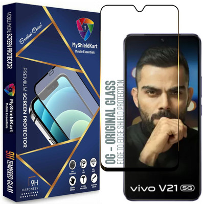 MyShieldKart Edge To Edge Screen Guard for Vivo V21|V21S|V25|V25E 5G (6.44 Inch)**DuraGlass**Millitary Grade-Anti Explosion-Tempered Glass/Full Screen Coverage-Edge to Edge/9H Hardness/With Easy Installation Kit(Pack of 1)
