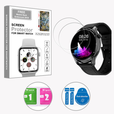 ARBAN Edge To Edge Screen Guard for Noise Crew Pro 1.4 inch (FREE 1 MOBILE EMBOSSED SKIN) SMARTWATCH SCREEN GUARD(Pack of 2)