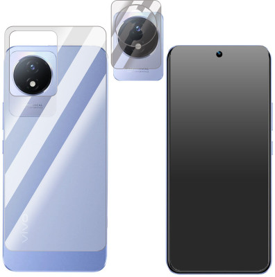 Enlinea Front and Back Screen Guard for vivo Y02 Front+Back+Camera (Matte)(Pack of 3)