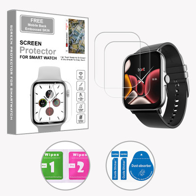 SOMTONE Edge To Edge Screen Guard for boAt Wave Ultima Max 1.9 inch (FREE 1 MOBILE EMBOSSED SKIN) SMARTWATCH SCREEN GUARD(Pack of 2)