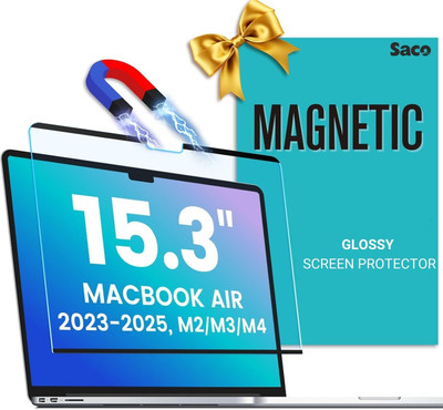 Saco Edge To Edge Screen Guard for (Magnetic Glossy) MacBook Air M4 Screen Protector 15 Inch (2025-2022) | Compatible with M4 A3241 M3 A3114 M2 A2941(Pack of 1)