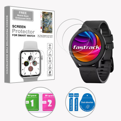 SOMTONE Edge To Edge Screen Guard for WC-Fastrack FR1 1.39 inch (FREE 1 MOBILE EMBOSSED SKIN) SMARTWATCH SCREEN GUARD(Pack of 2)