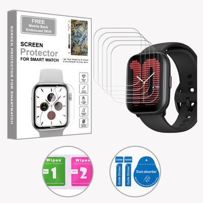 SOMTONE Edge To Edge Screen Guard for Amazfit Active 1.75 inch (FREE 1 MOBILE EMBOSSED SKIN) SMARTWATCH SCREEN GUARD(Pack of 5)