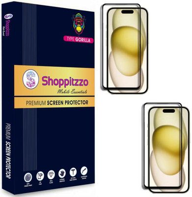 Shoppitzzo Edge To Edge Screen Guard for iPhone 15 Pro Max (6.7 Inch)**DuraGlass**Millitary Grade-Anti Explosion-Tempered Glass/Full Screen Coverage-Edge to Edge/9H Hardness/With Easy Installation Kit(Pack of 2)