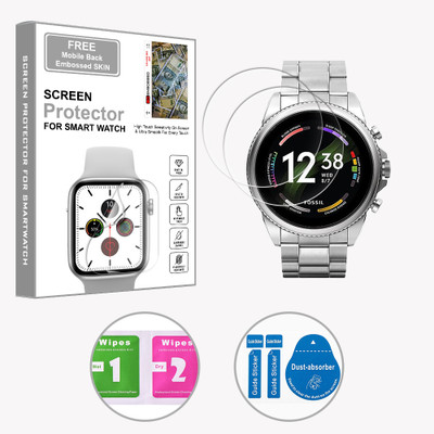 ARBAN Edge To Edge Screen Guard for Fossil Gen 6 1.28 inch (FREE 1 MOBILE EMBOSSED SKIN) SMARTWATCH SCREEN GUARD(Pack of 2)