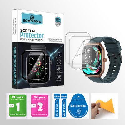 SOMTONE Edge To Edge Screen Guard for Titan Smart 3 1.96 inch Smartwatch 3 PROTECTOR + 3 WIPES + 3 DUST REMOVAL STICKER + 1 WIPER(Pack of 3)