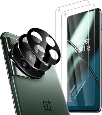 CASELIA Edge To Edge Screen Guard for OnePlus 11 5G, 2 Pack Soft High Definition TPU Screen Protector + 2 Pack Glass Camera Lens Protector,(Pack of 4)