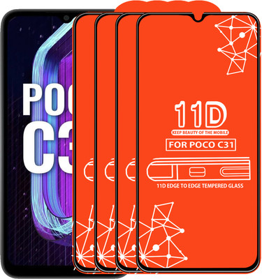 Roxel Edge To Edge Tempered Glass for Poco C31(Pack of 4)