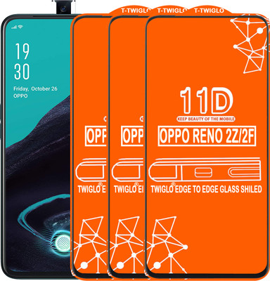 TWIGLO Edge To Edge Tempered Glass for Oppo Reno2 F(Pack of 3)