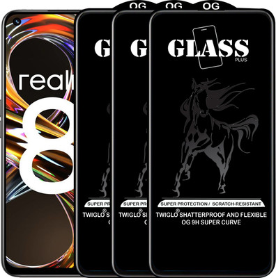 TWIGLO Edge To Edge Tempered Glass for REALME 8I(Pack of 3)