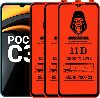 Rofix star Edge To Edge Tempered Glass for POCO C3(Pack of 3)