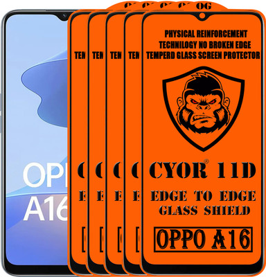 CYOR Edge To Edge Tempered Glass for OPPO A16(Pack of 5)