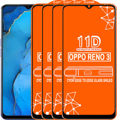 CYOR Edge To Edge Tempered Glass for OPPO RENO 3(Pack of 4)
