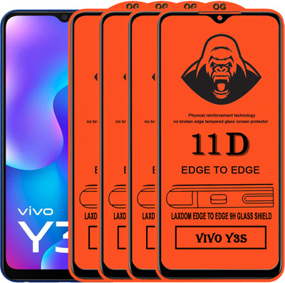 Laxdom Edge To Edge Tempered Glass for VIVO Y3S(Pack of 4)