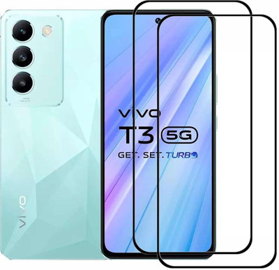 1DOLLAR Edge To Edge Tempered Glass for Vivo T3 5G-| | Full Glue Curved Tempered Glass | Bubble Free Installation |(Pack of 2)