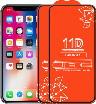 Qyist Edge To Edge Tempered Glass for Apple iPhone X(Pack of 2)