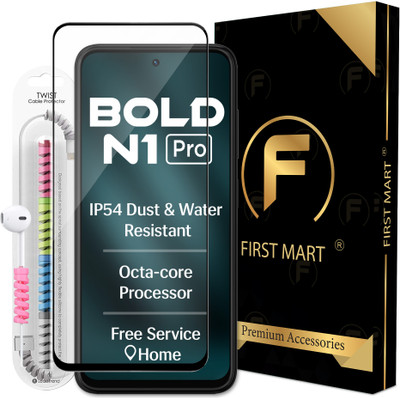 FIRST MART Edge To Edge Tempered Glass for Lava Bold N1, Lava N1, OG Tempered Glass with Cable Protector(Pack of 1)