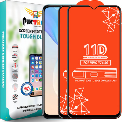 PikTrue Edge To Edge Tempered Glass for Vivo Y76 5G(Pack of 2)