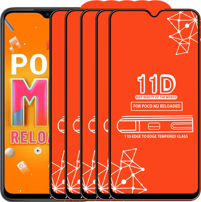 Qyist Edge To Edge Tempered Glass for Poco M2 Reloaded(Pack of 5)