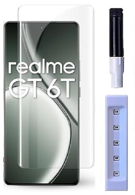 ESD Edge To Edge Tempered Glass for REALME GT6T , REALME GT6T 5G || Advance Hd+ Premium Uv Tempered Glass Screen Protector (6.78 Inch,) | (Free Uv Light , Uv Glue Also Cable Protector Inside.)(Pack of 1)