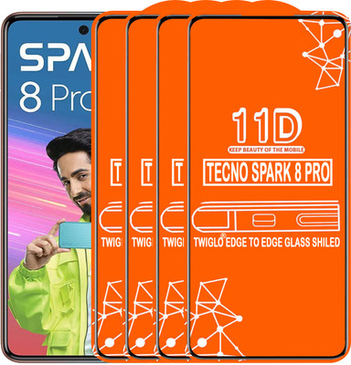 TWIGLO Edge To Edge Tempered Glass for TECNO SPARK 8 PRO(Pack of 4)