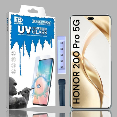 KadWaniya Edge To Edge Tempered Glass for Honor 200 Pro 5G, HONOR 200 PRO 5G, Meibo Series 3D Curved (30 Seconds Quick Paste) High Quality UV Liquide Glue Glass with Easy Installation Kit-0043(Pack of 1)